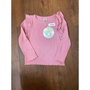 Little Sleepies Play 3T Pink Lettuce Long Sleeve Ruffle Tee Rose NEW